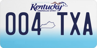 KY license plate 004TXA