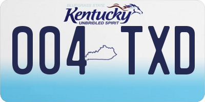 KY license plate 004TXD