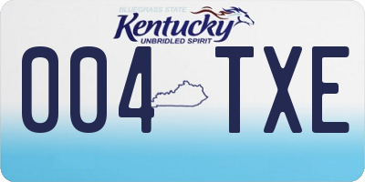 KY license plate 004TXE
