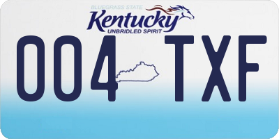 KY license plate 004TXF