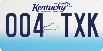 KY license plate 004TXK