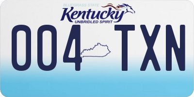 KY license plate 004TXN