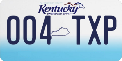 KY license plate 004TXP