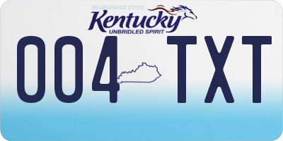 KY license plate 004TXT