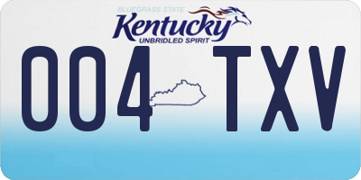 KY license plate 004TXV