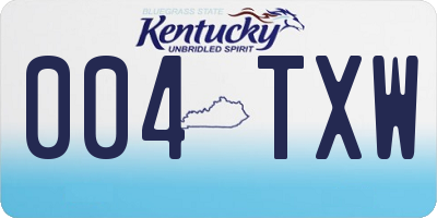KY license plate 004TXW