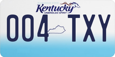 KY license plate 004TXY
