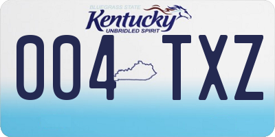 KY license plate 004TXZ