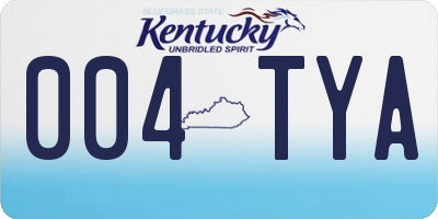 KY license plate 004TYA