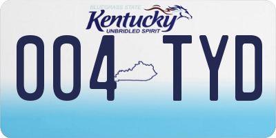 KY license plate 004TYD