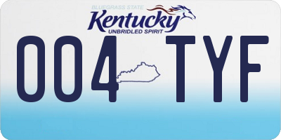 KY license plate 004TYF