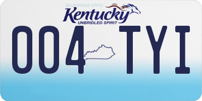 KY license plate 004TYI
