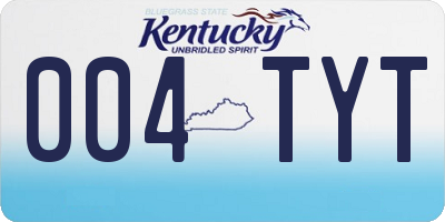 KY license plate 004TYT
