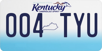 KY license plate 004TYU