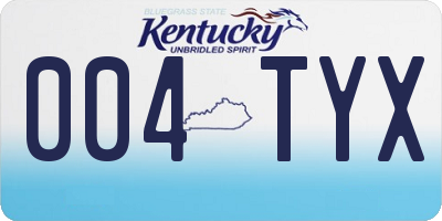 KY license plate 004TYX