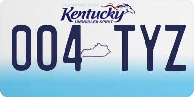 KY license plate 004TYZ