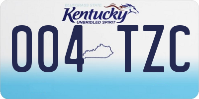 KY license plate 004TZC