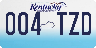KY license plate 004TZD
