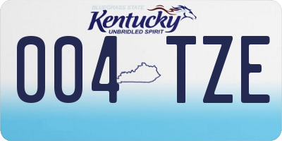 KY license plate 004TZE