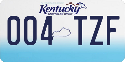 KY license plate 004TZF