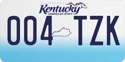 KY license plate 004TZK
