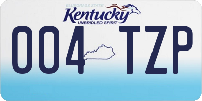KY license plate 004TZP