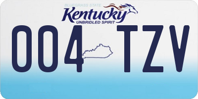 KY license plate 004TZV