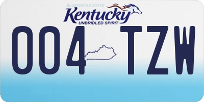 KY license plate 004TZW
