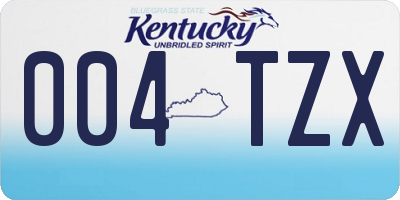 KY license plate 004TZX