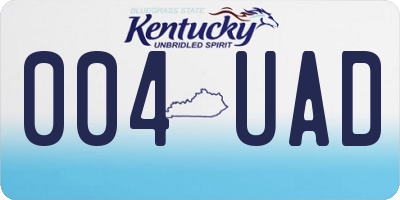 KY license plate 004UAD