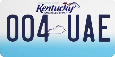 KY license plate 004UAE