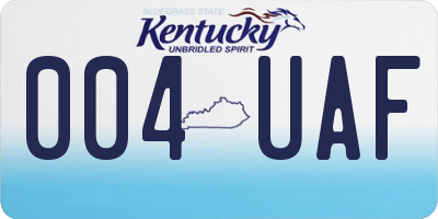 KY license plate 004UAF