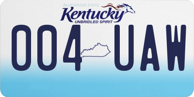 KY license plate 004UAW