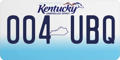 KY license plate 004UBQ