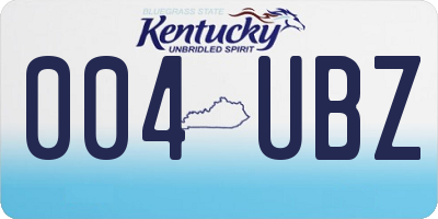 KY license plate 004UBZ