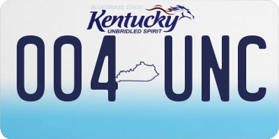 KY license plate 004UNC