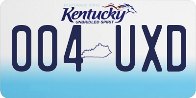 KY license plate 004UXD