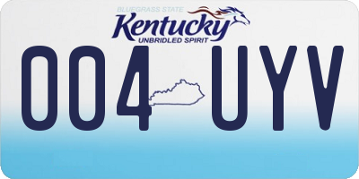 KY license plate 004UYV