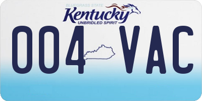 KY license plate 004VAC
