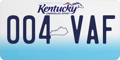 KY license plate 004VAF
