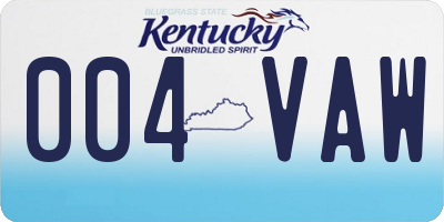 KY license plate 004VAW