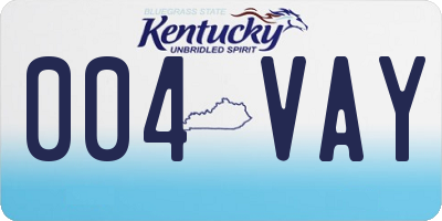 KY license plate 004VAY