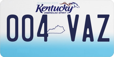 KY license plate 004VAZ