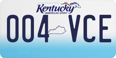 KY license plate 004VCE