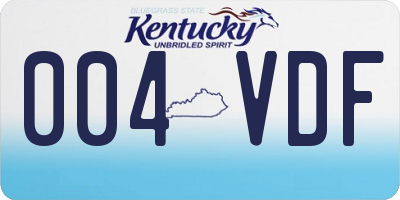 KY license plate 004VDF