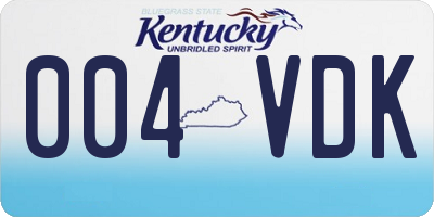 KY license plate 004VDK
