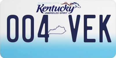 KY license plate 004VEK