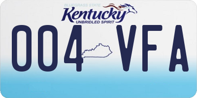 KY license plate 004VFA