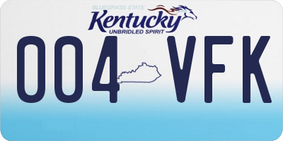 KY license plate 004VFK