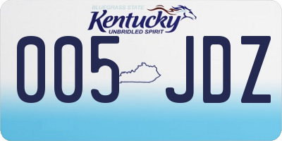 KY license plate 005JDZ